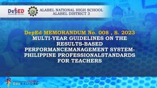 rpms tool 2023 to 2024 ppt|DepEd MEMORANDUM No. 008 , S. 2023.pptx .
